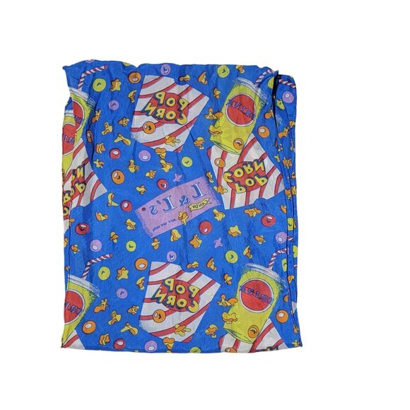 Retro Silk Scarf Whimsical  All Over Print Popcorn & Soda Print Colorful - Picture 2 of 4